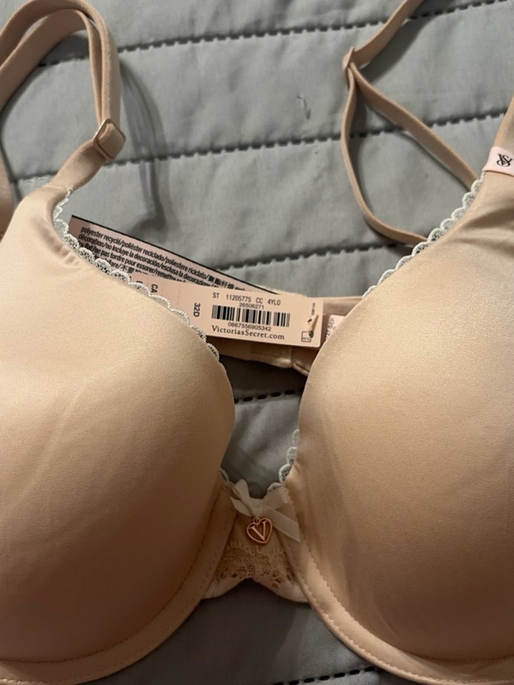 Victoria's Secret Beige Padded Lightly-Lace T-Shirt Bra